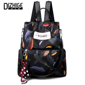 

DIZHIGE Brand Casual Waterproof Oxford Women Backpacks High Quality School Bag For Women Feathers Multifunctional Anti-theft Bag