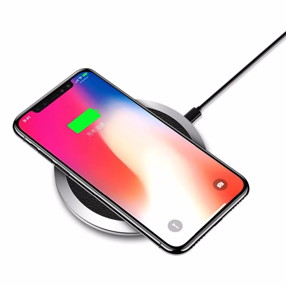 2018 Qi Fast Wireless Charging Pad,Leather Charging Mat for iPhone 8