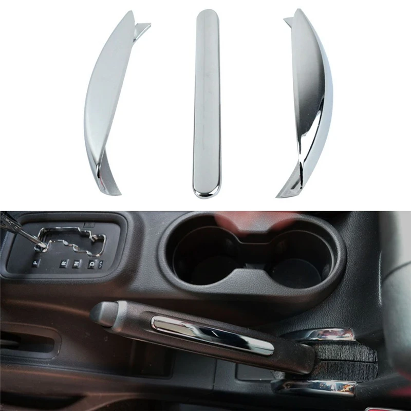 Silver Handbrake Cover Trim for 2011 2016 Jeep Wrangler Setin Chromium