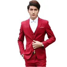 Высокое качество Мужские свадебные костюмы чистого цвета жених свадебное платье мужской костюм формальные костюмы из трех частей(куртка+ брюки+ жилет