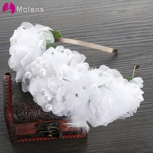 MOLANS женские свадебные аксессуары Шикарный цветок корона с жемчугом горный хрусталь элегантный свадебный цветок Гирлянда фестиваль искусство фотография