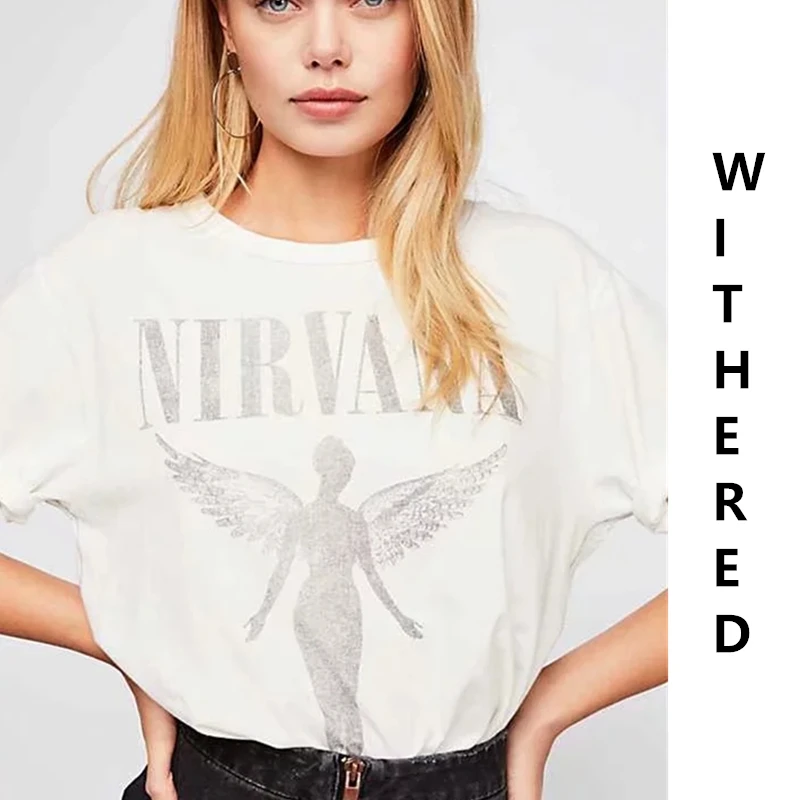 

Withered t shirt high street Angel Wings printing white pure cotton o-neck women harajuku tshirt camisetas verano mujer blouse