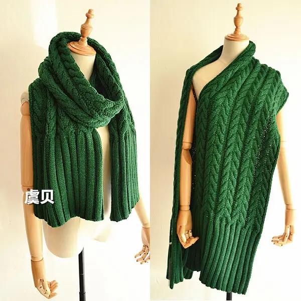 Трикотажные вязаный шарф с запахом Длинные шаль утолщаются теплое зимнее вязание шерсть твердых шарф шарфы унисекс подарки для любимых для мужчины или женщины