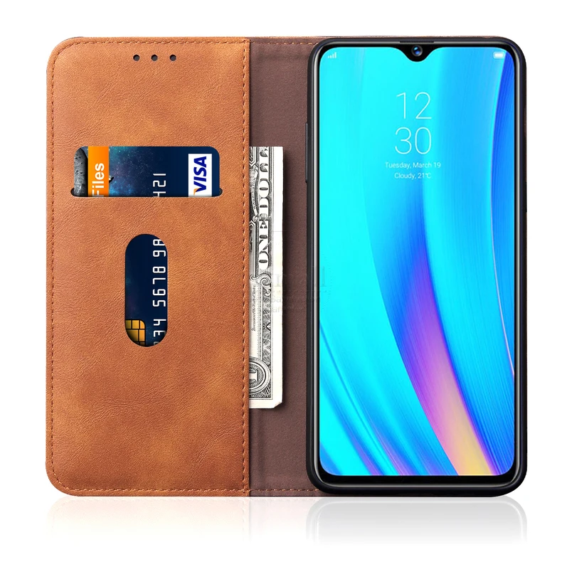 Винтажный кожаный чехол-книжка для OPPO Realme X lite/3 pro, Роскошный кошелек с подставкой для карт, Магнитный чехол-книжка, повседневный чехол для телефона, Fundas