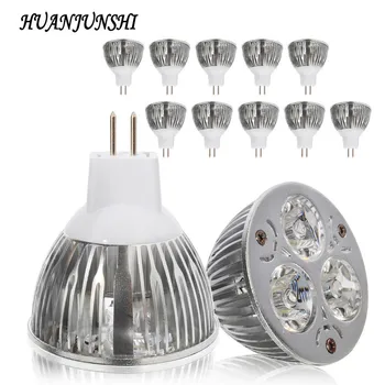

HUAN JUN SHI 10Pcs/Set Ultra Bright 9W MR16 LED Bulb 85-265V Led Spotlights 3LEDs Aluminum Warm White High Power LED Lamp
