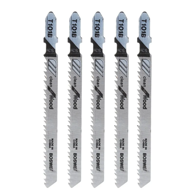 

5 Pcs T101B HCS 100mm Jigsaw Blade Clean For Wood T-Shank Jig Saw Blades