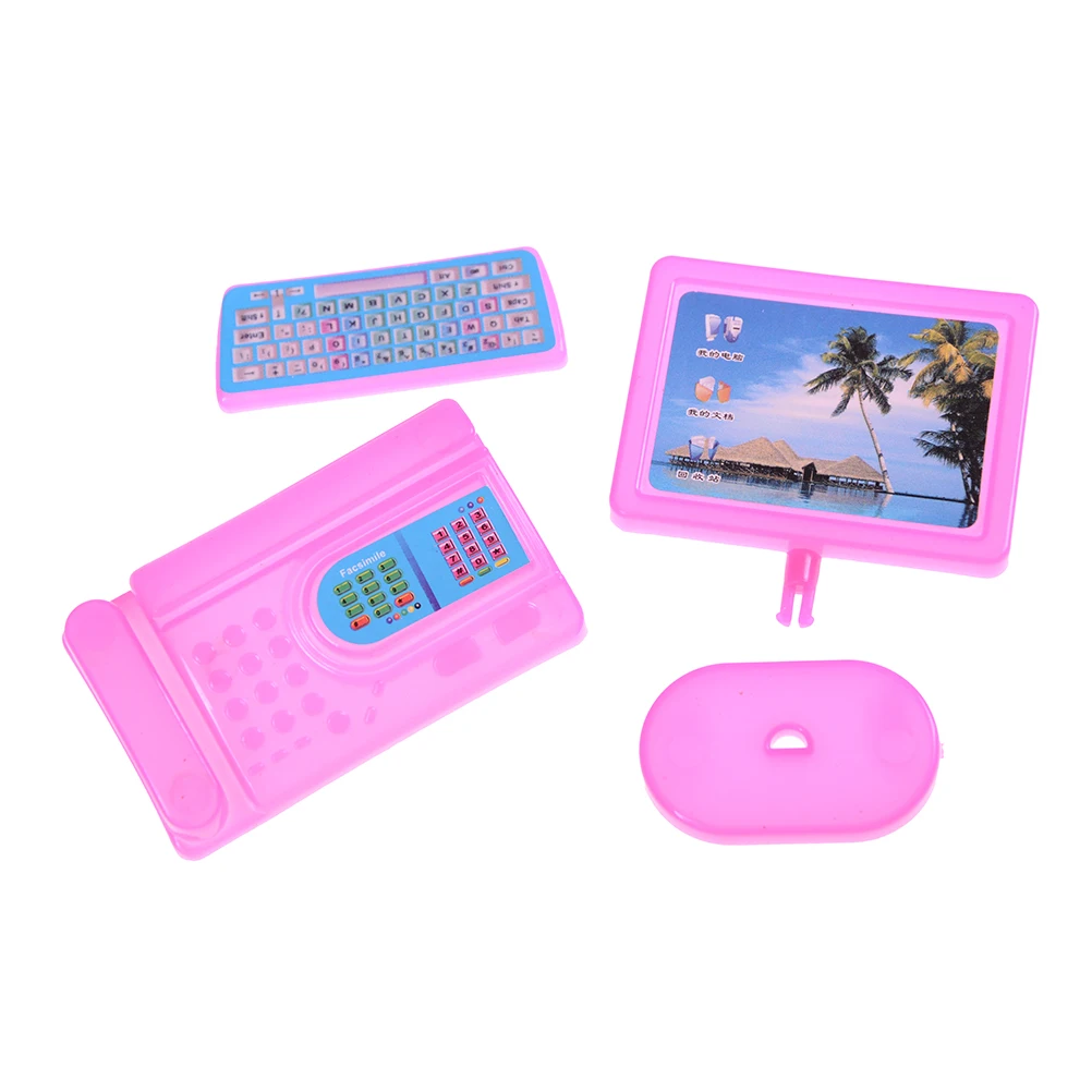 دمية مصغرة الوردي الحديثة قطعة الكمبيوتر الأثاث دمية ألعاب أطفال الأثاث للدمى 1 مجموعة