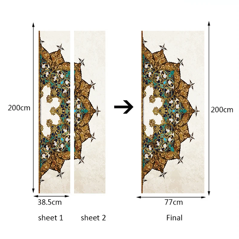 77*200 см изящный дизайн половинной мандалы цветок масляной окраски стикер стены обои двери стикер s домашний декор