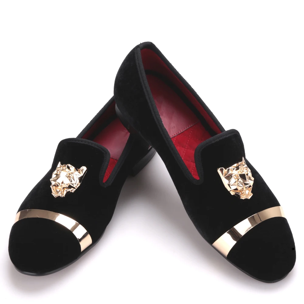 New fashion men party and wedding handmade loafers velvet shoes with PP tiger and gold buckle