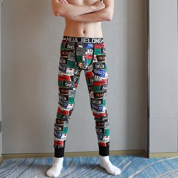 

Male long johns national trend thermal print separate 100% cotton beauty care male thick legging tight 8 color can choose