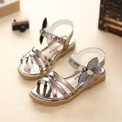 Летние сандалии для маленьких девочек 2019 модные детские кожаные сандалии с бабочкой милые туфли принцессы Свадебные вечерние туфли для