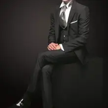 На заказ черный жених смокинги пик нагрудные Groomsmen свадебное пром костюмы мужчины смокинг( куртка+ брюки+ жилет+ галстук