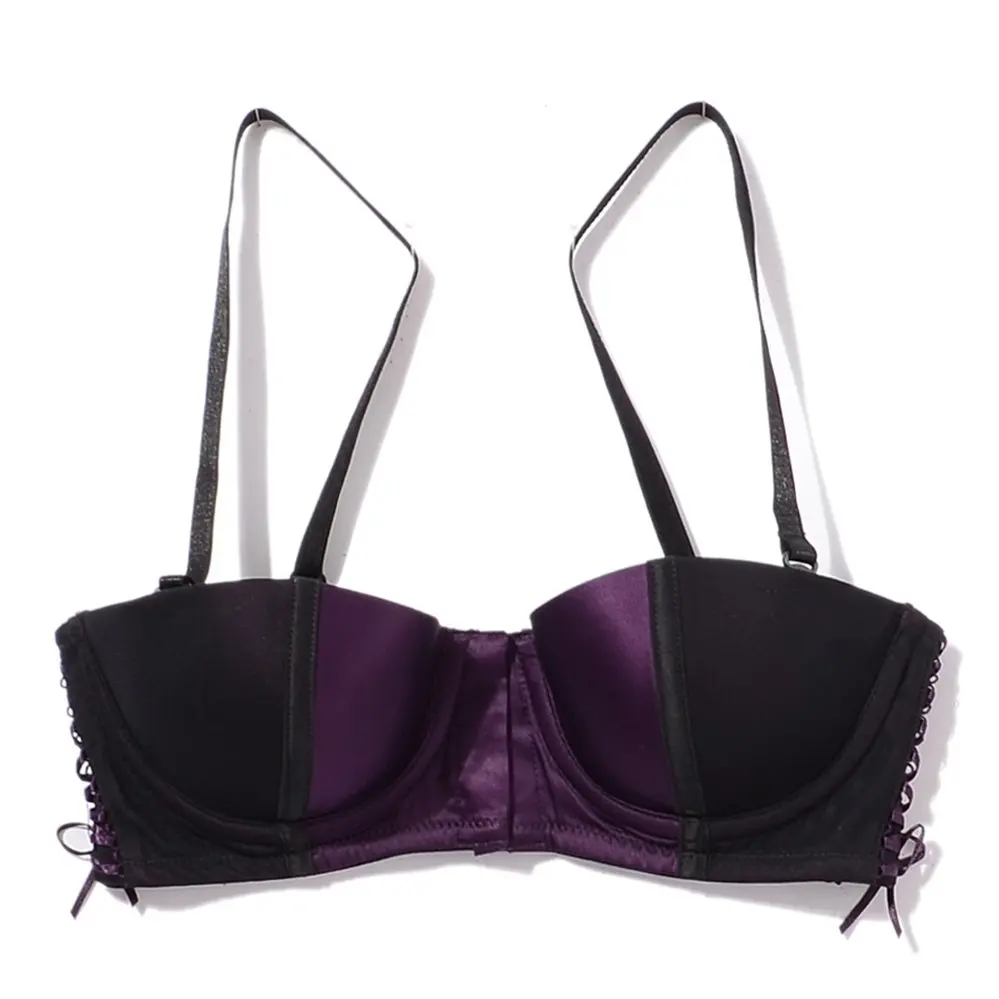 Swedish dark purple half cup underwear slip proof bra multi functional