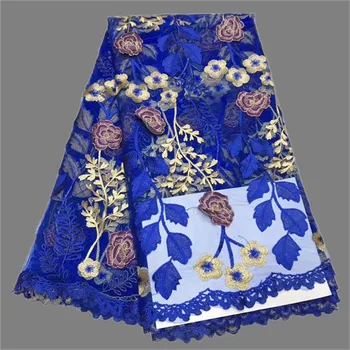 

Most populor 3D flower design party cloth nice embroidery african tulle lace fabric for dressJNZ184(5yards/lot) multi color