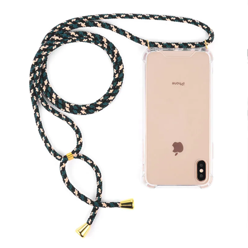 

For Iphone X XR XS Max Transparent Cell Phone Case Lanyard Necklace Shoulder Neck Strap Rope Cord For Iphone 8 7 6 6s Plus 5 5s
