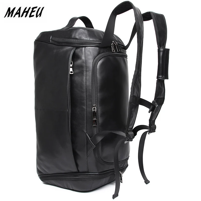MAHEU дорожный рюкзак 40l из натуральной кожи, рюкзак на плечо двойного назначения, дорожная сумка большой емкости с отделением для обуви