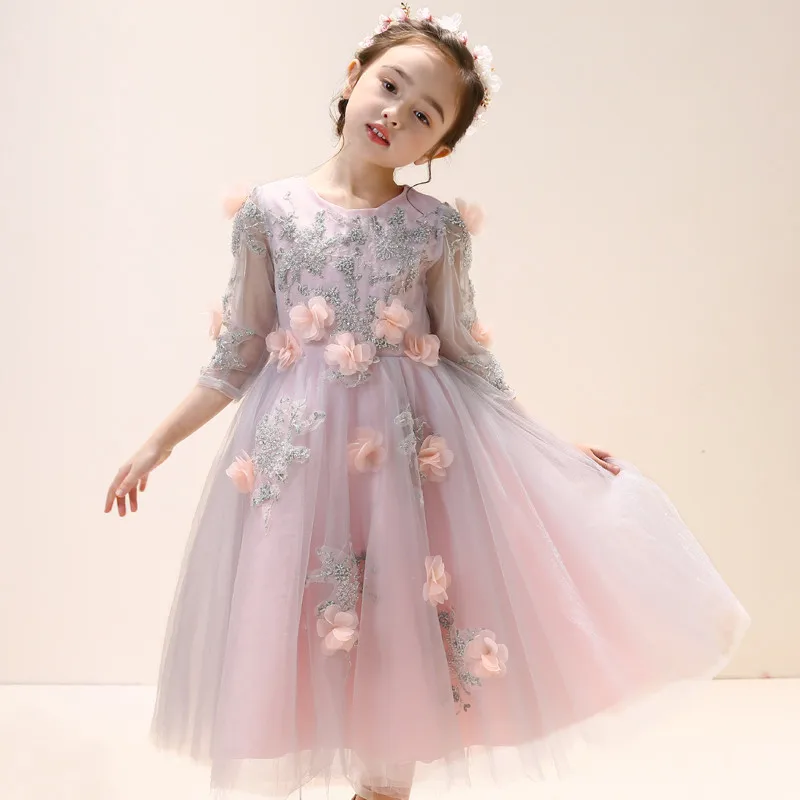 

Children's Evening Dress Princess Tutu Dress Girls Fluffy Yarn Costume Spring Summer Flower Girls For Host Wedding Party Dress