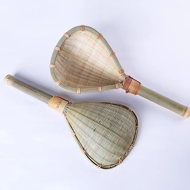 Creative handmade bamboo woven rice spoon kitchen tools long handle colander drain spoon for food household kitchen supplies