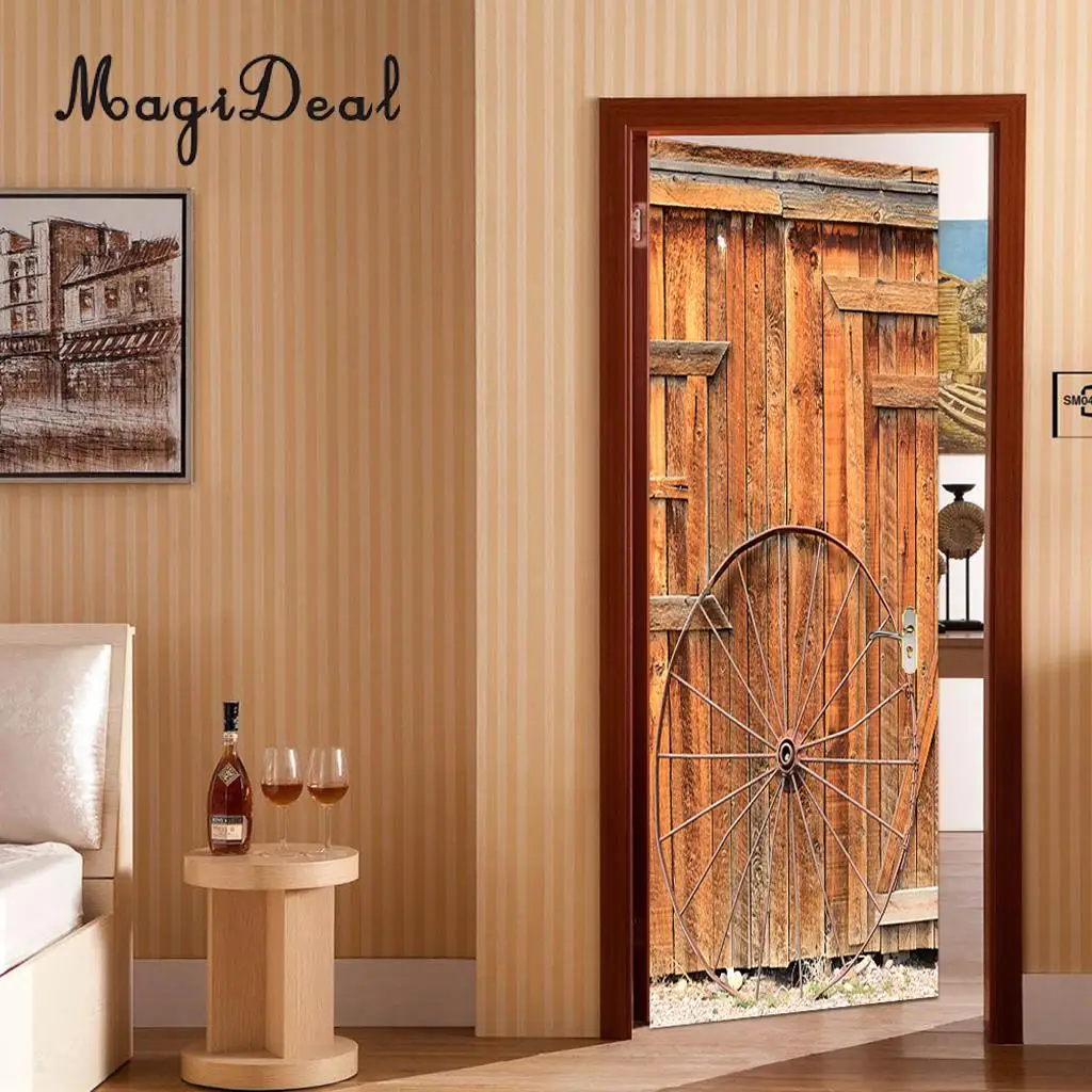 3D Door Wall Paper Murals Wall Stickers Scene for Home Art Decoration Self Adhesive Vinyl Waterproof Art Door Decals 77x200cm