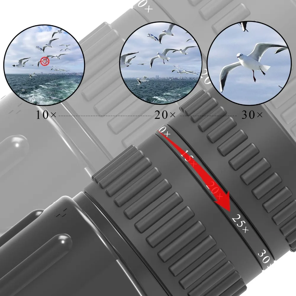 GOMU 10-30X50 zoom monocular telescope waterproof Nitrogen Hand held Portable Spotting Scope target bird watching bak4 Original