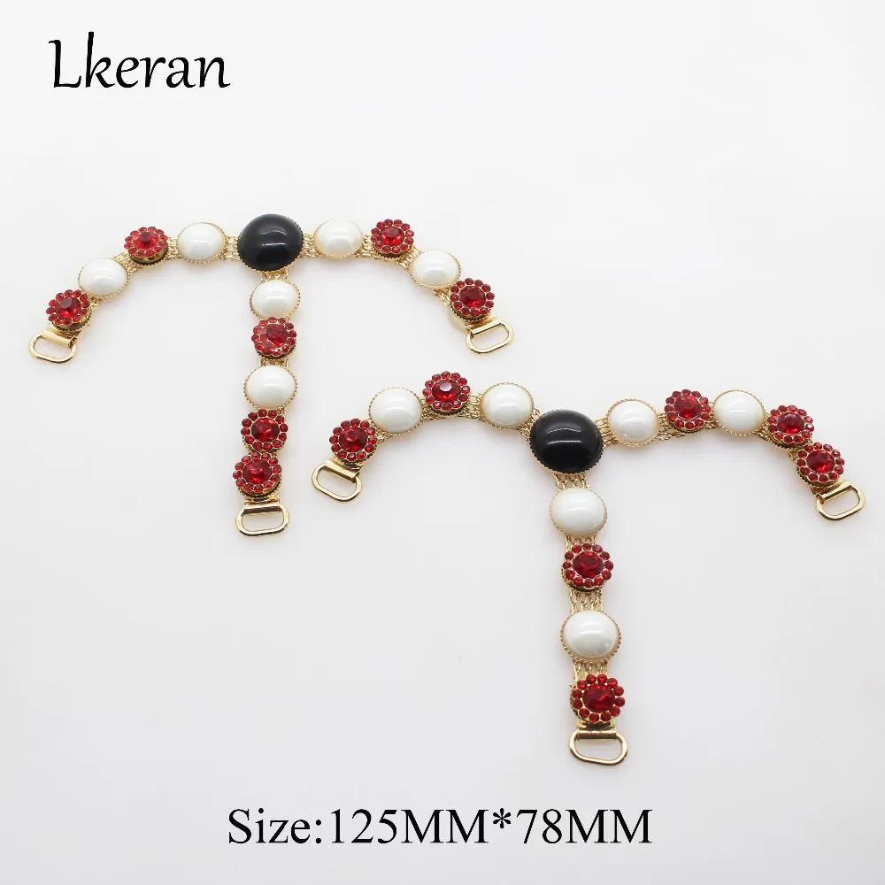 Charm 1 Pair 125mm*78mm White Pearl red crystal Slipper Chain DIY Garment accessories Metal Rhinestone bikini Ornament buckle | Дом и сад