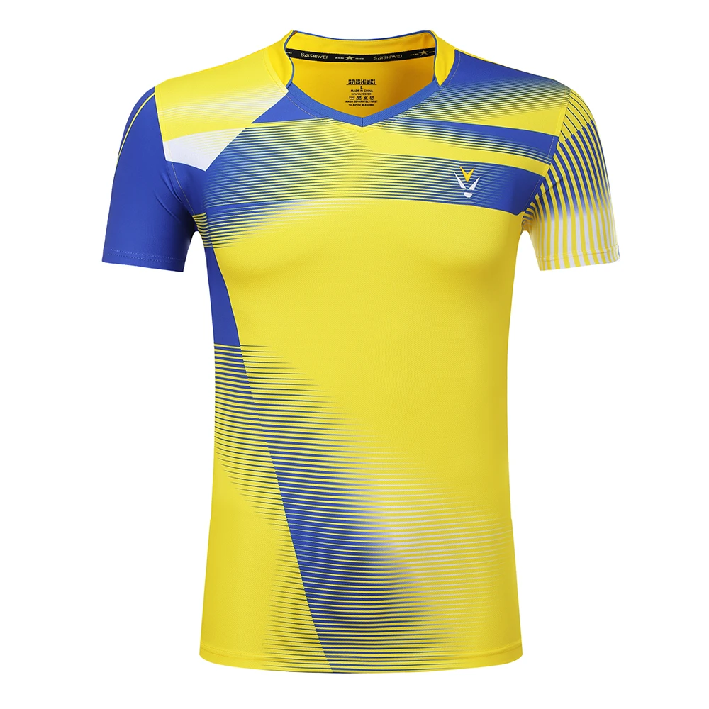 Новая быстросохнущая Спортивная футболка для бадминтона, теннисная футболка для мужчин/женщин, футболка для настольного тенниса, теннисные рубашки 3867AB
