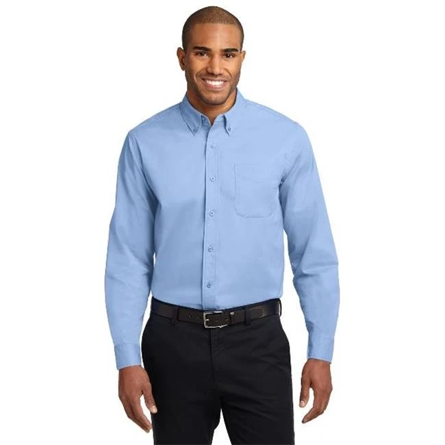 Port Authority S608 Mens Long Sleeve Easy Care Shirt Light Blue & Light Stone - Medium