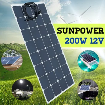 

NEW 200W Solar Panel 12V Flexible Solar system Monocrystalline Silicon Ratefor Car Yacht Light Battery Outdoor Charger