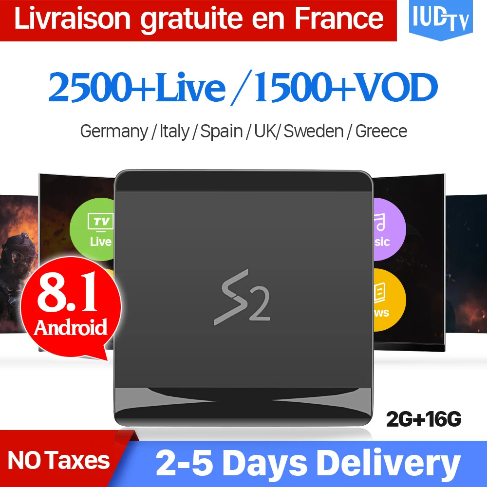 

IPTV Spain Sweden Leadcool S2 TV Box Android 8.1 2+16G RK3229 UK Italy Germany Turkey Albania IUDTV 1 Year Code IPTV Full HD