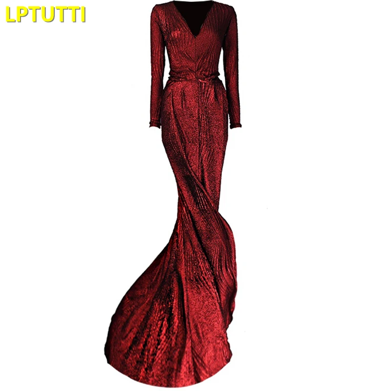 LPTUTTI Embossed print New For Women Elegant Date Ceremony Party Prom Gown Formal Gala Events Luxury Long Evening Dresses 02 | Свадьбы и