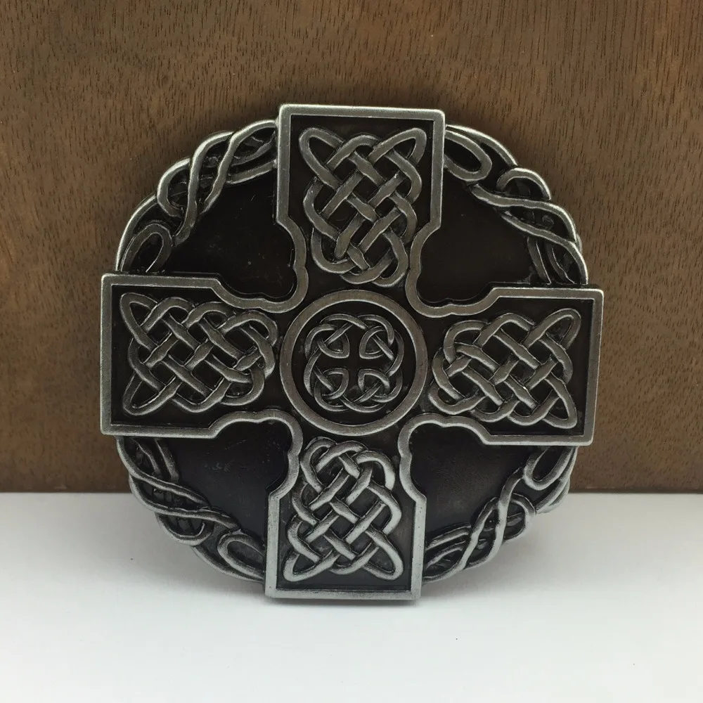 

BuckleClub wholesale retro western celtic cross jeans gift belt buckle FP-02911-1 PEWTER FINISH for men 4cm width loop