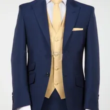 Для мужчин Нарядные Костюмы для свадьбы Slim Fit синий коричневый индивидуальный заказ Нотч Жених Смокинги для женихов невеста жених Костюмы из трех предметов(куртка+ Брюки для девочек+ жилет