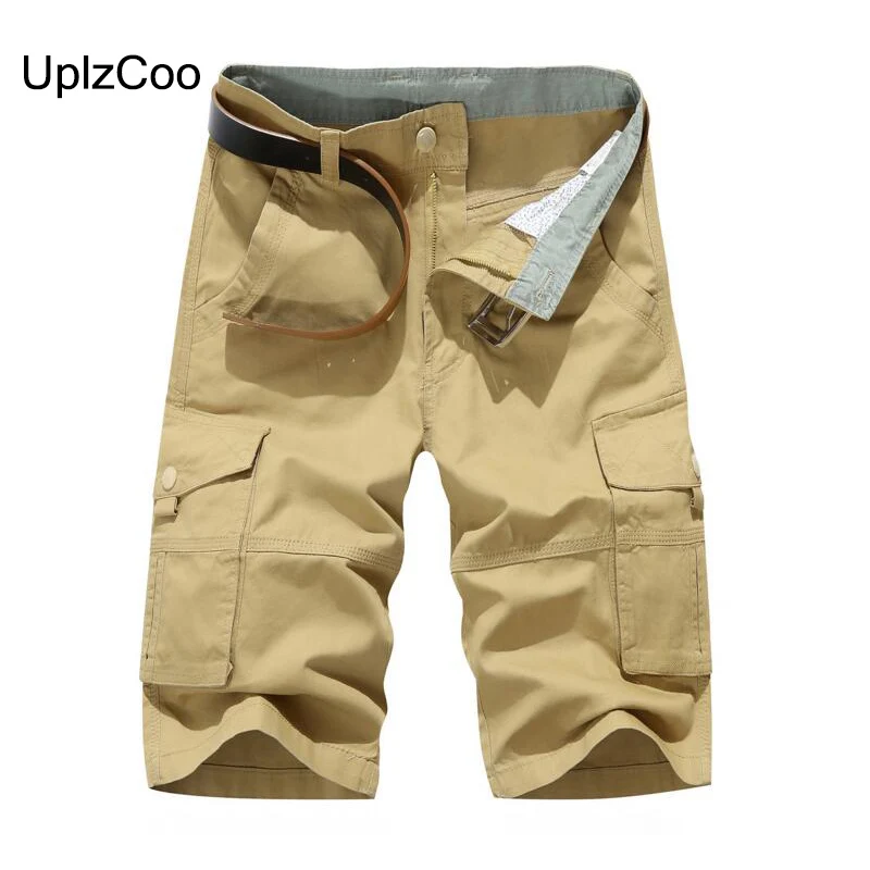 UplzCoo новые мужские короткие летние хлопковые мужские повседневные камуфляж с множеством карманов до колена Мужские повседневные свободные уличные шорты FM144