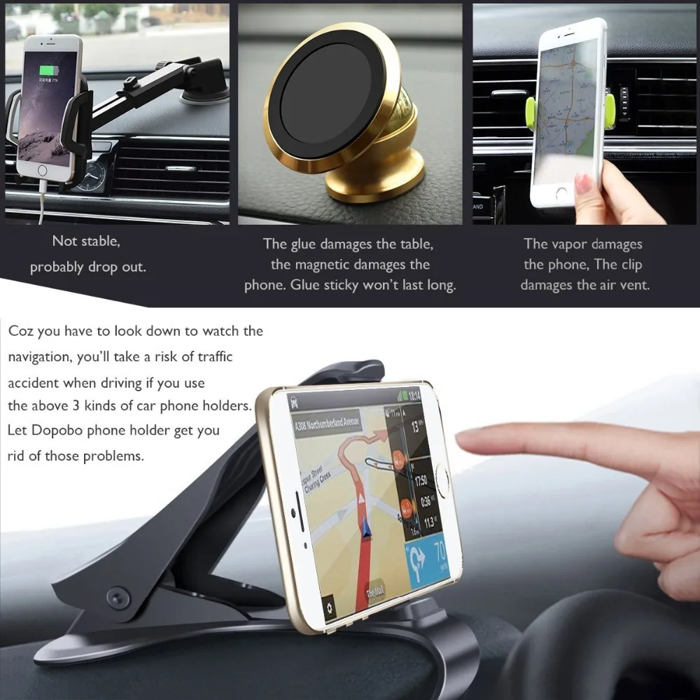 Universal Car Phone GPS Navigator Holder For Iphone XS Max XR 6 7 8 Car Mount HUD Dashboard 360 Rotatable Bracket For Samung (6)