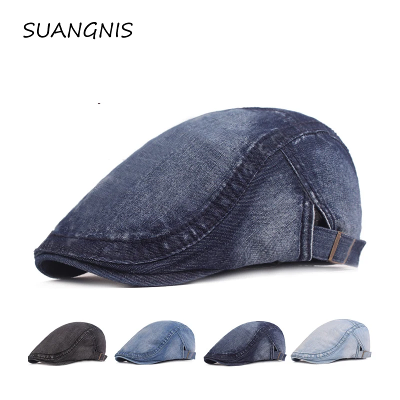 

Fashion Summer Autumn Jeans Hats for Men Women High Quality Casual Unisex Denim Beret Caps OutDoors Flat Cap for Cowboy