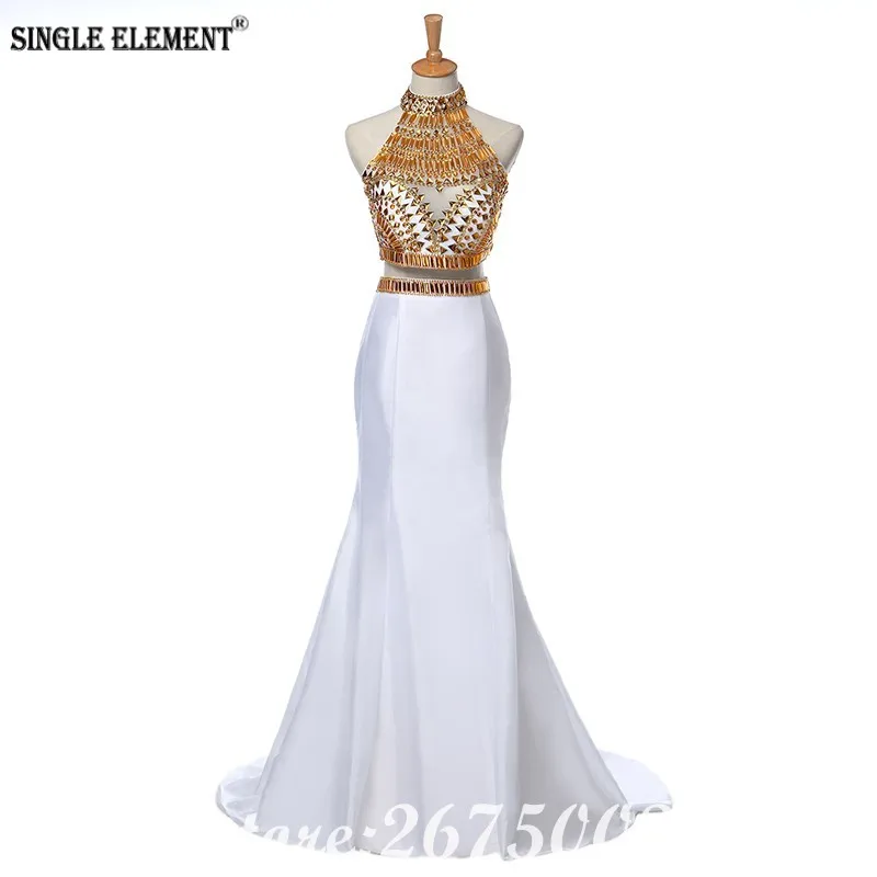 

SINGLE ELEMENT Vestido de Festa Long Real Sample Mermaid Prom Dress 2 Piece Dress 2019
