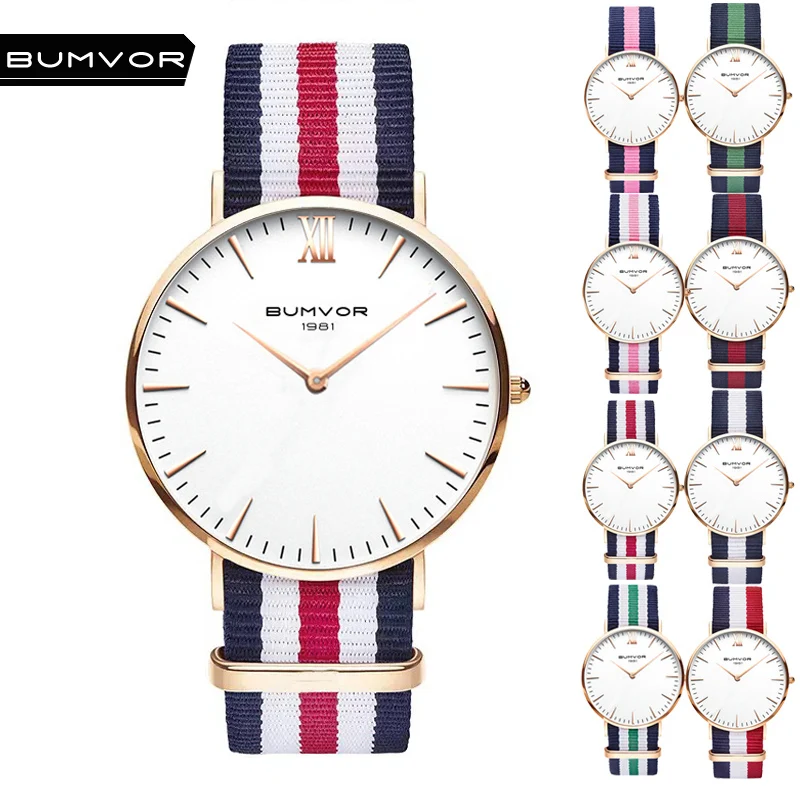 Bumvor DW Новый стиль женский часы Relojes Mujer Montre Femme Нейлон Группа модные женские туфли Для мужчин часы Hombre Relogio Masculino