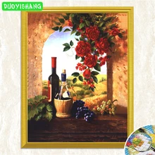 

DUOYISHANG 5D DIY Diamond Painting Arch Wine Grapes Fruits Full Square Diamond Embroidery Rose Flowers Rhinestones Mosaic Pic