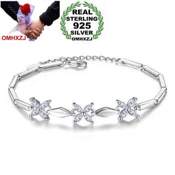 

OMHXZJ Wholesale Fashion Sweet OL Woman Girl Wedding Gift Horse Eye Snowflakes Zircon 925 Sterling Silver Bracelet Bangle SZ107