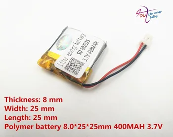 

XH2.0 3.7V 802525 MP3 MP4 MP5 battery polymer lithium battery GPS battery 400MAH