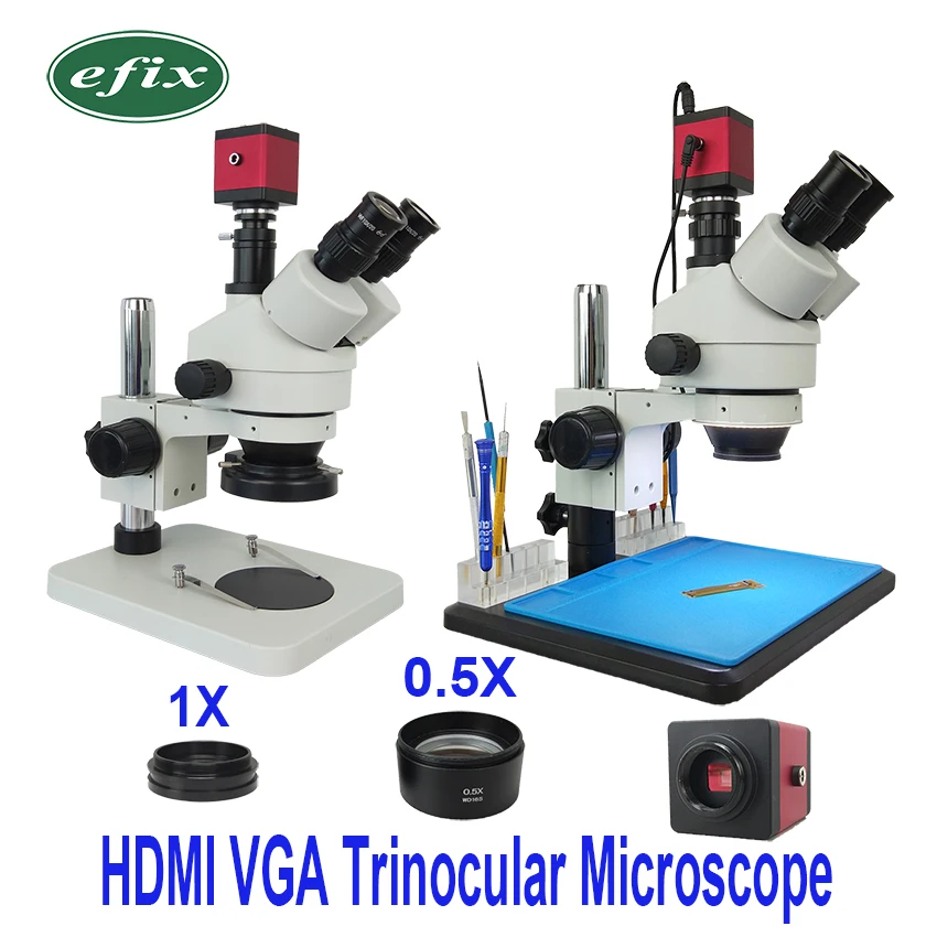 

efix 3.5-45X 13MP HDMI VGA HD Trinocular Stereo Soldering Microscope Stand Lens Digital Camera for Repair Mobile Phone Tools