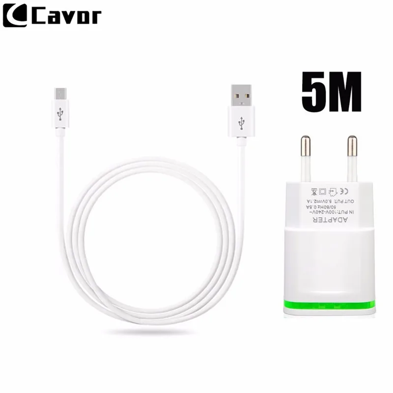

5 Meters 2.1A Plug Dual Ports EU Phone Charger For Huawei Honor 10 P 20 P20 Lite Pro P20Lite Nova 2s Phone Cable Adapter Charger