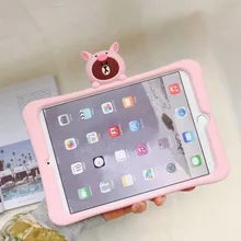 Для ipad air 2 3 9,7 мультфильм силиконовая подставка чехол, для ipad Pro 9,7 10,5 11 прозрачный мягкий медведь чехол с рисунком свиньи держатель mini 1, 2, 3, 4, 5 лет