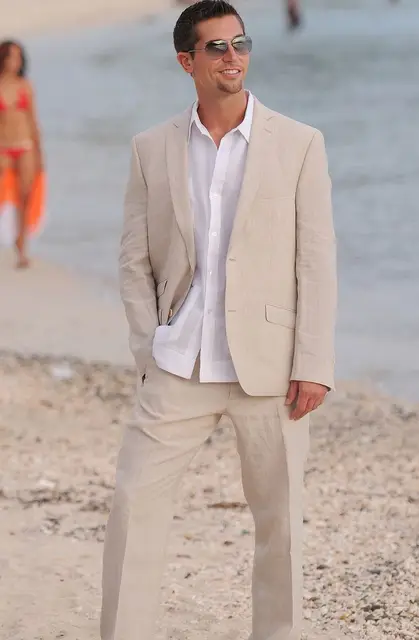 Summer Champagne Linen Men Suits 2016 2 Ons Beach Wedding Prom Summer Champagne Linen Men Suits 2016 2 Ons Beach Wedding Prom Tuxedos Groom Wear Latest Blazer
