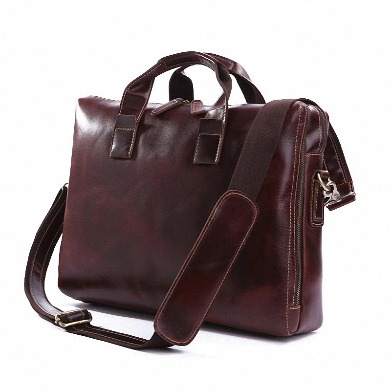 

Large Capacity Vintage Real crazy horse Genuine Leather Men Briefcase Messenger Bags Travel Bags Laptop business Bag LI-827