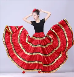 Испанское Фламенко юбка танцевальное платье костюм для сценических выступлений вечерние красные юбки для женщин женская одежда