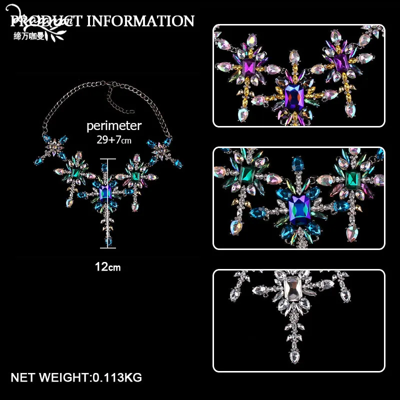 Dvacaman модное большое массивное ожерелье женское ожерелье с подвеской из кристаллов в виде цветка вечерние Макси колье воротник ювелирные изделия Прямая поставка AQ95