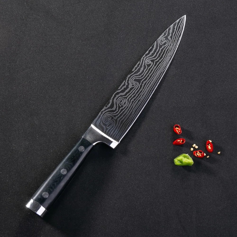 

DAOMAOCHEN High Quality Japan Damascus pattern kitchen knife G10 handle Chef Knife best gift chef knife sharp Cleaver