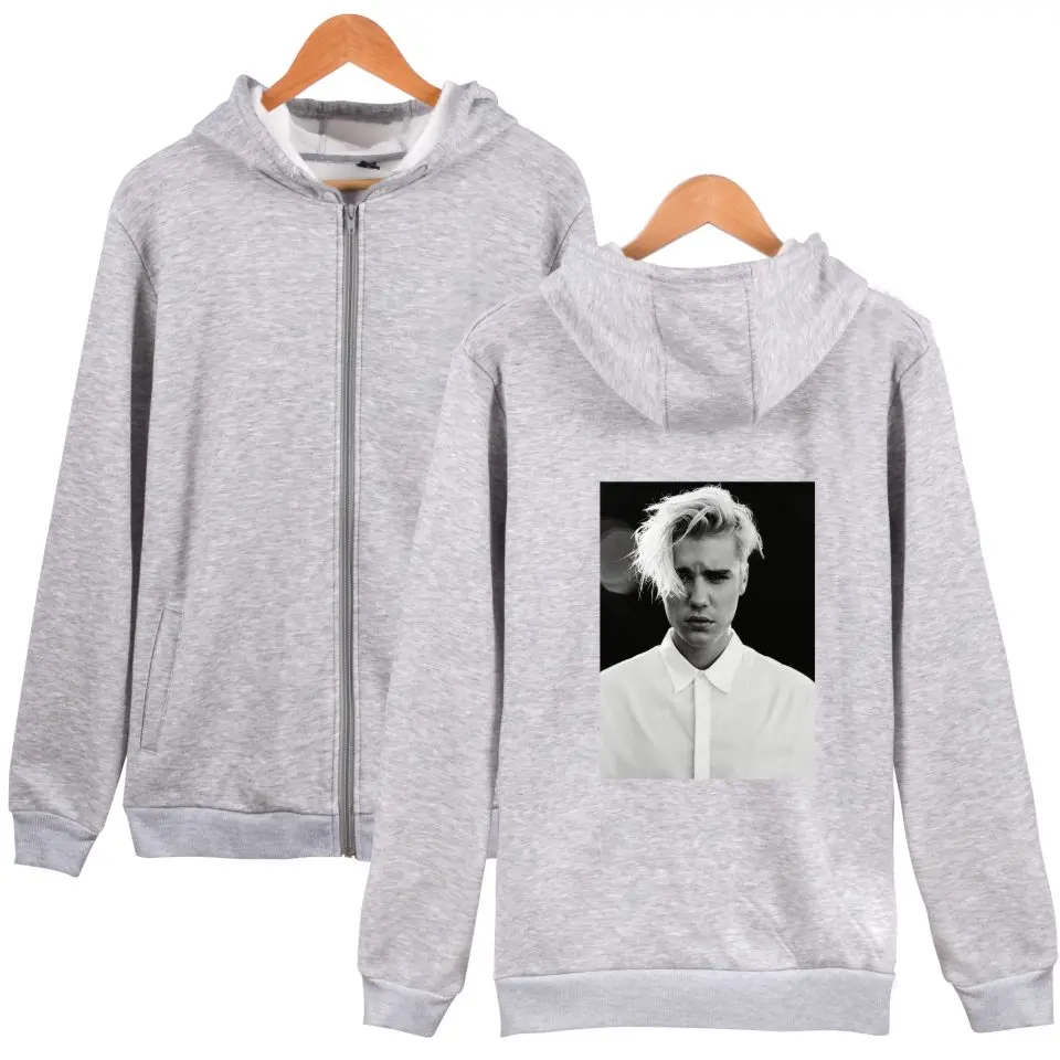 Justin Bieber Zipper Hoodies With Cap Men/Women Fashion Style Hoodies Kpop Sweatshirt Long XXXXL Plus Size Justin Bieber