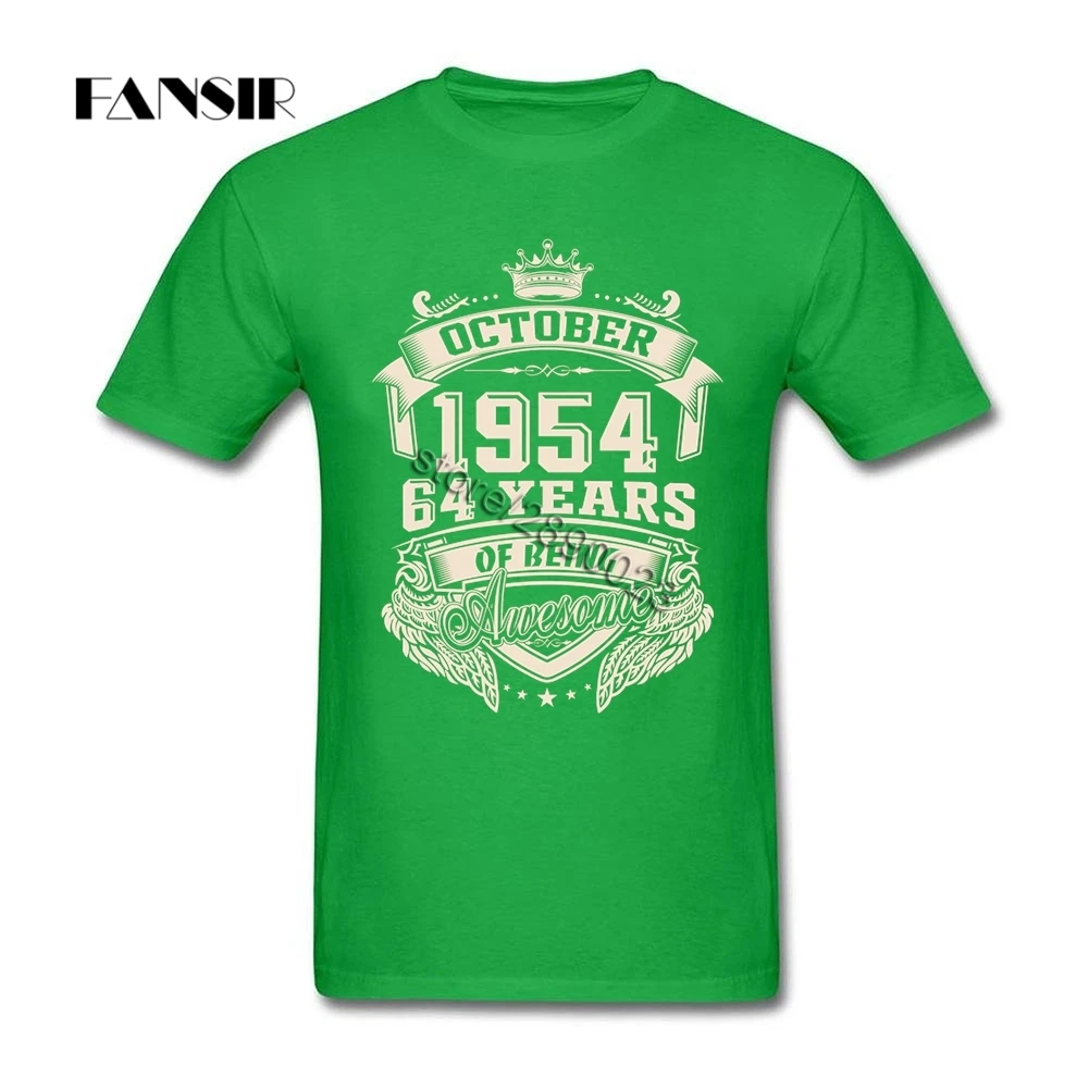 Потрясающая футболка рожденная в октябре 1954 года 64 Мужская хлопковая на заказ с